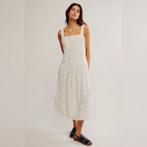 NWT Free People Primavera Eyelet Midi Dress ~White~